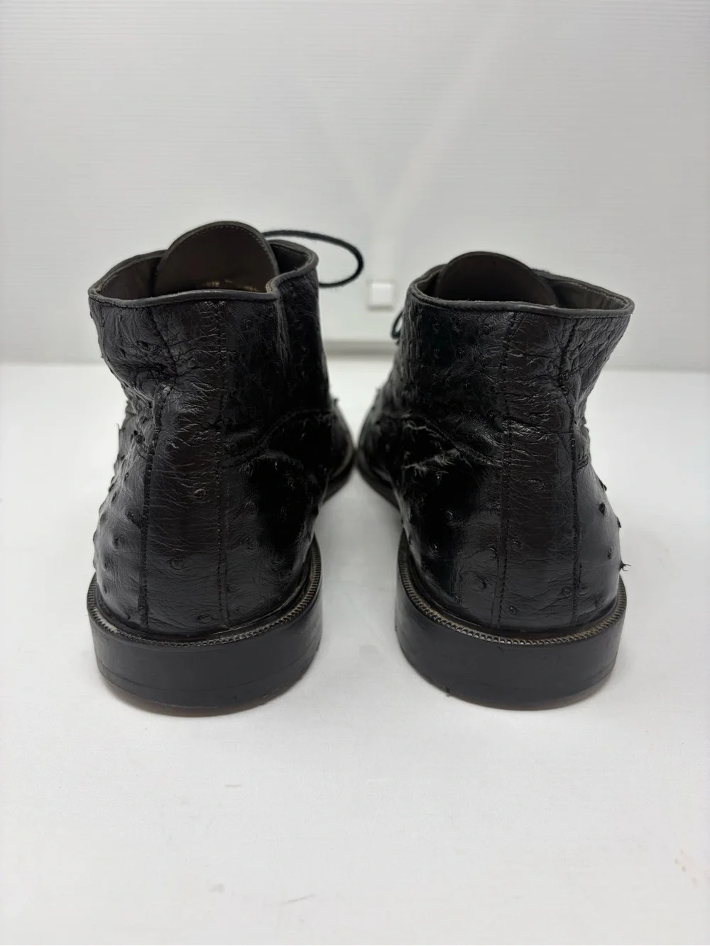 Los Altos Exotic Genuine Black Ostrich Dress Ankle Boots Leather Size 11 Mex 30